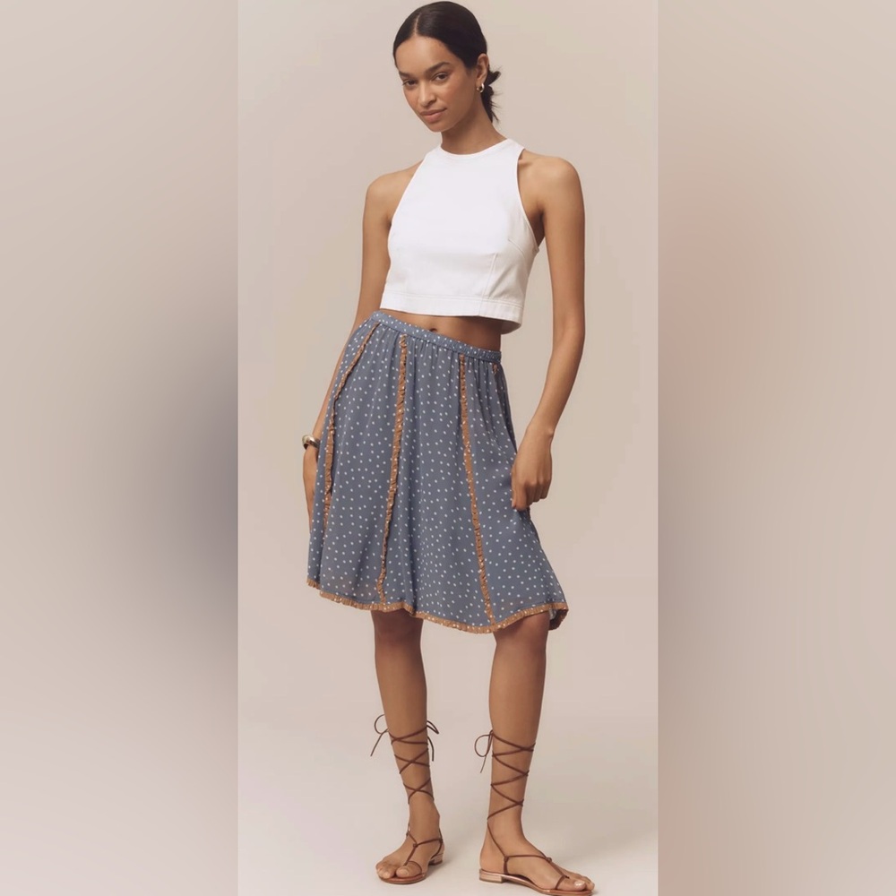 Anthropologie Mave Seamed Chiffon Swing Knee Length Skirt